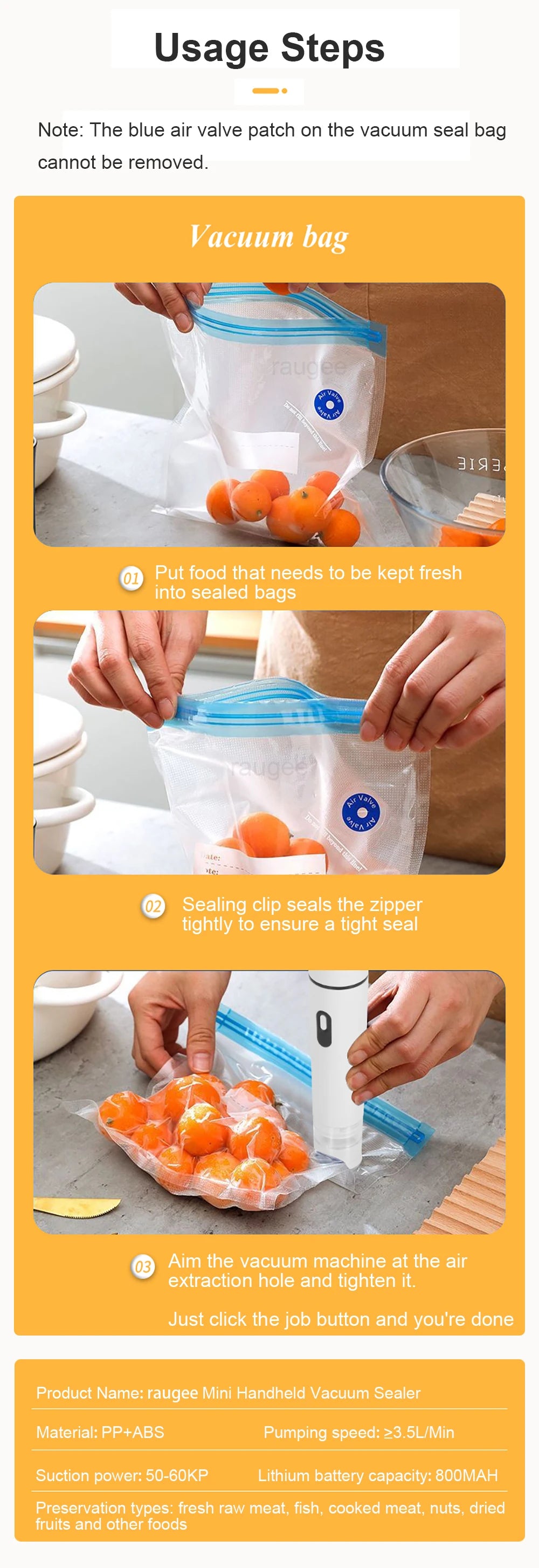 Air Vacuum Sealer Pump Automatic Food Sealing Pump USB Rechargeable Sealer Pump For Food Handheld Dry/wet Food Sealer Pump