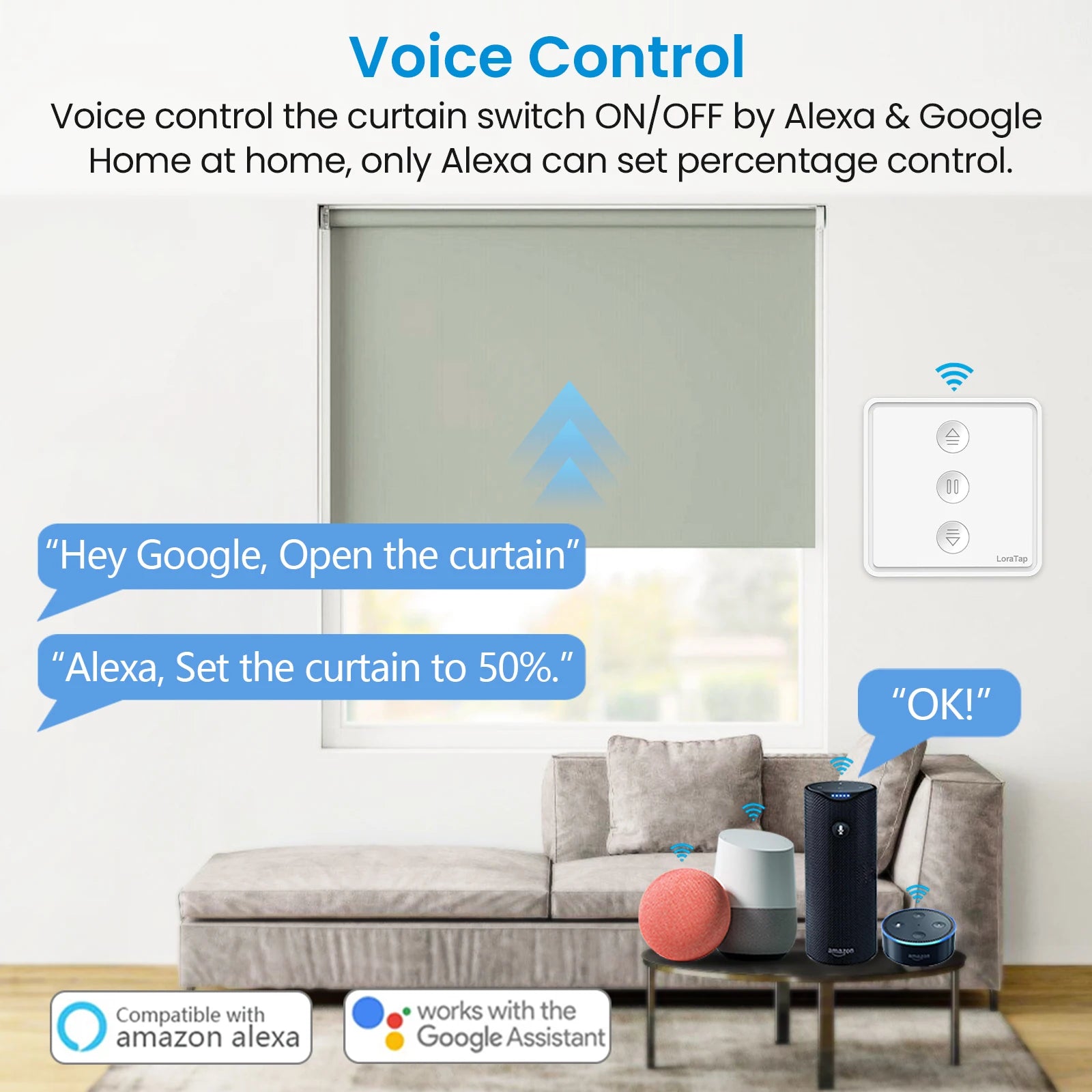Smart Curtain Switch for Tuya Blinds with Precise Percentage Control Tidesmit