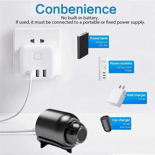 Tidesmit X5 1080P Mini Camera with motion detection and clear night vision, lightweight portable security cam.