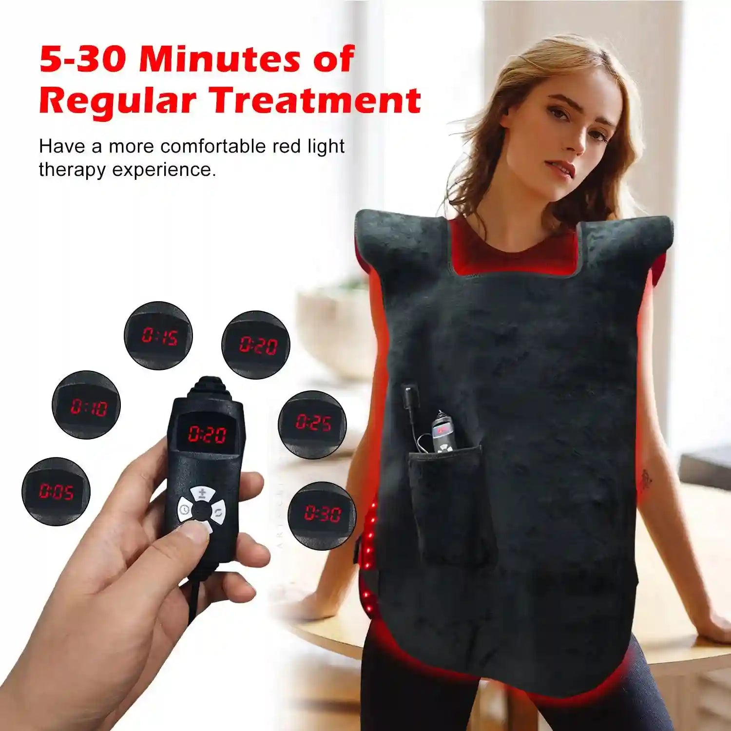Red Light Therapy Vest - 660nm/850nm Back Muscle Relief Wrap Back Massage Instrument Tidesmit