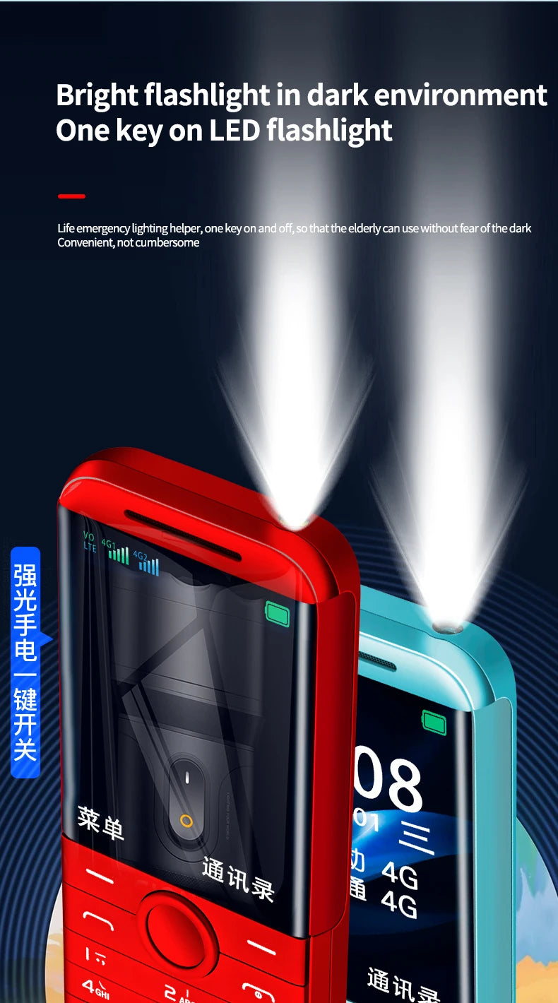 New HOSWN H29 4G Cellphone 2.8Inches Screen LTE Dual SIM Cards 6800mAh With Loud Speaker Powerful Flashlight Mobile Phone