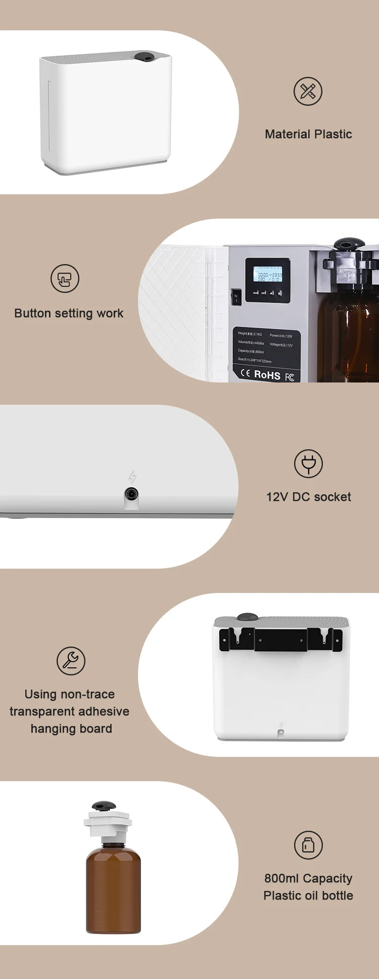 NAMSTE 3500m³ Smart Scent Air Machine for Hotel Large Waterless Room Fragrance Diffuser WIFI Control Electric Smell for Home