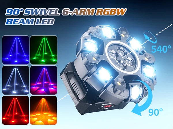 Somspot 150W Moving Head Light RGBW Stage Effect Lighting Projector DMX Voice Control for DJ Disco Party Concert Wedding Theater