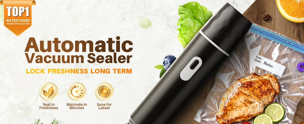 Food Vacuum Sealer, 60KPA Powerful Suction Handheld Vacuum Sealer Machine, Rechargeable for Meal Prep, Camping & RV Travel