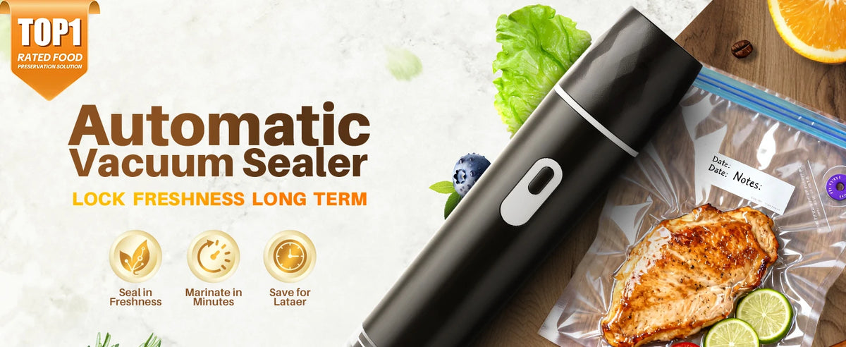 Food Vacuum Sealer, 60KPA Powerful Suction Handheld Vacuum Sealer Machine, Rechargeable for Meal Prep, Camping & RV Travel