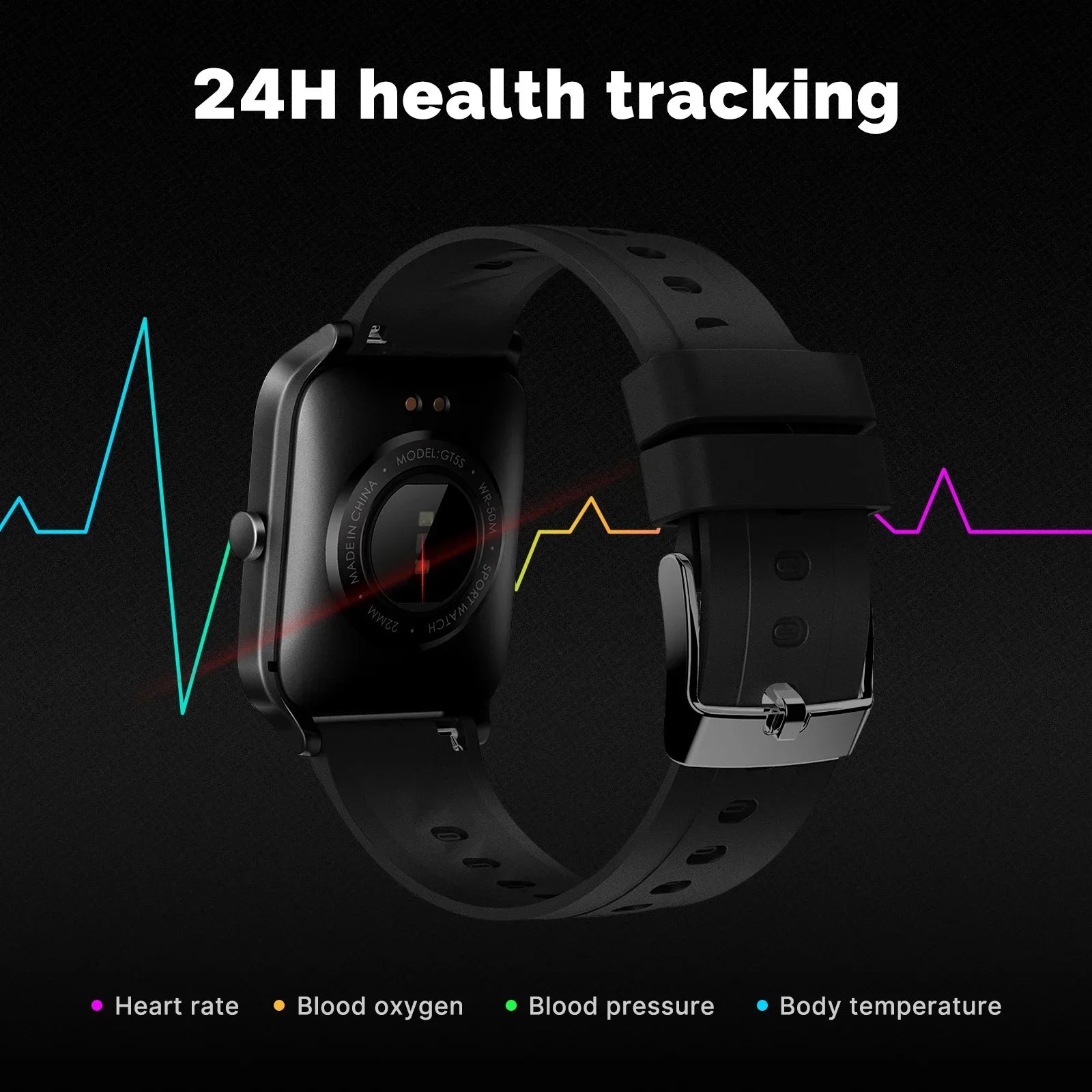 MOES Smart Watch Alexa Built-in Fitness Tracker Heart Rate and Two Dial Styles Blood Oxygen Monitor, IP68 Waterproof Touchscreen
