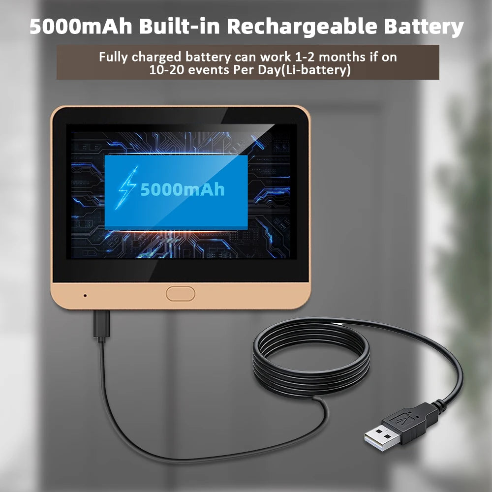 Two Way Talk Security Tuya Smart 2.4G Wifi Peepholes Door Intercom 140° Wide Angle Battery Powered 3MP Video Door  Camera