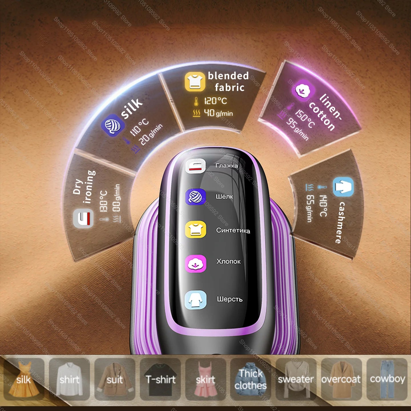 Tidesmit professional handheld garment steamer showing vertical steam iron nozzle and fast heating feature side angle