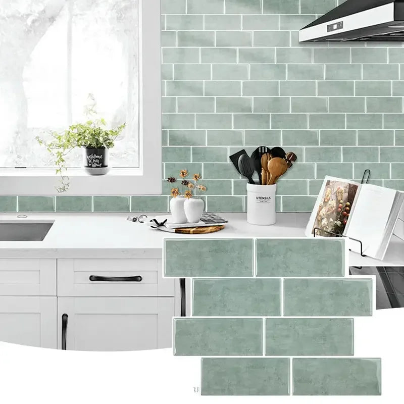 10pcsPeel and Stick Backsplash Tile for Kitchen 3D Waterproof Self Adhesive Wall Tile for Kitchen Bathroom Laundry Room