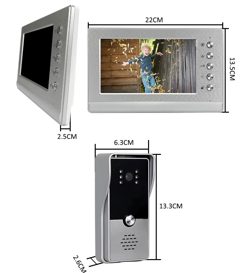 New Apartment Intercom Video Doorbell with RFID Card Unlock 7inch 4 Wired Video Door Phone System unlock 2 door ﻿