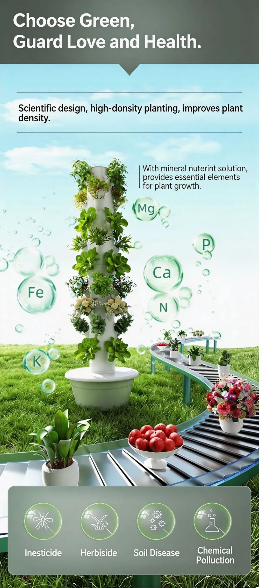 Hydroponic Growing System - Vertical Aeroponic Tower Garden for Indoor Plants, Automatic Watering, Space Saving, Ideal for Home