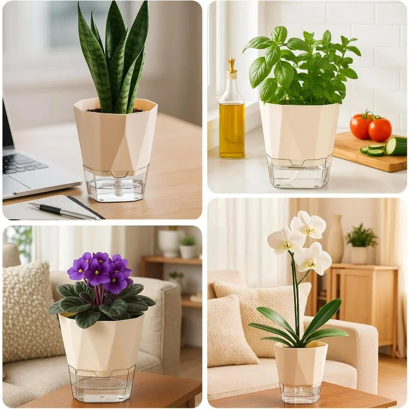 Self Watering Plants Pots Lazy Hydroponic Flower Preventing Drought Flowerpot with Injection Hole Indoor Outdoor Garden Supplies