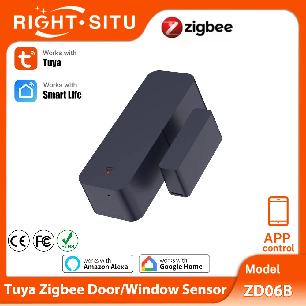 Zigbee Door Sensor Smart Contact Monitor for Home Security Tidesmit