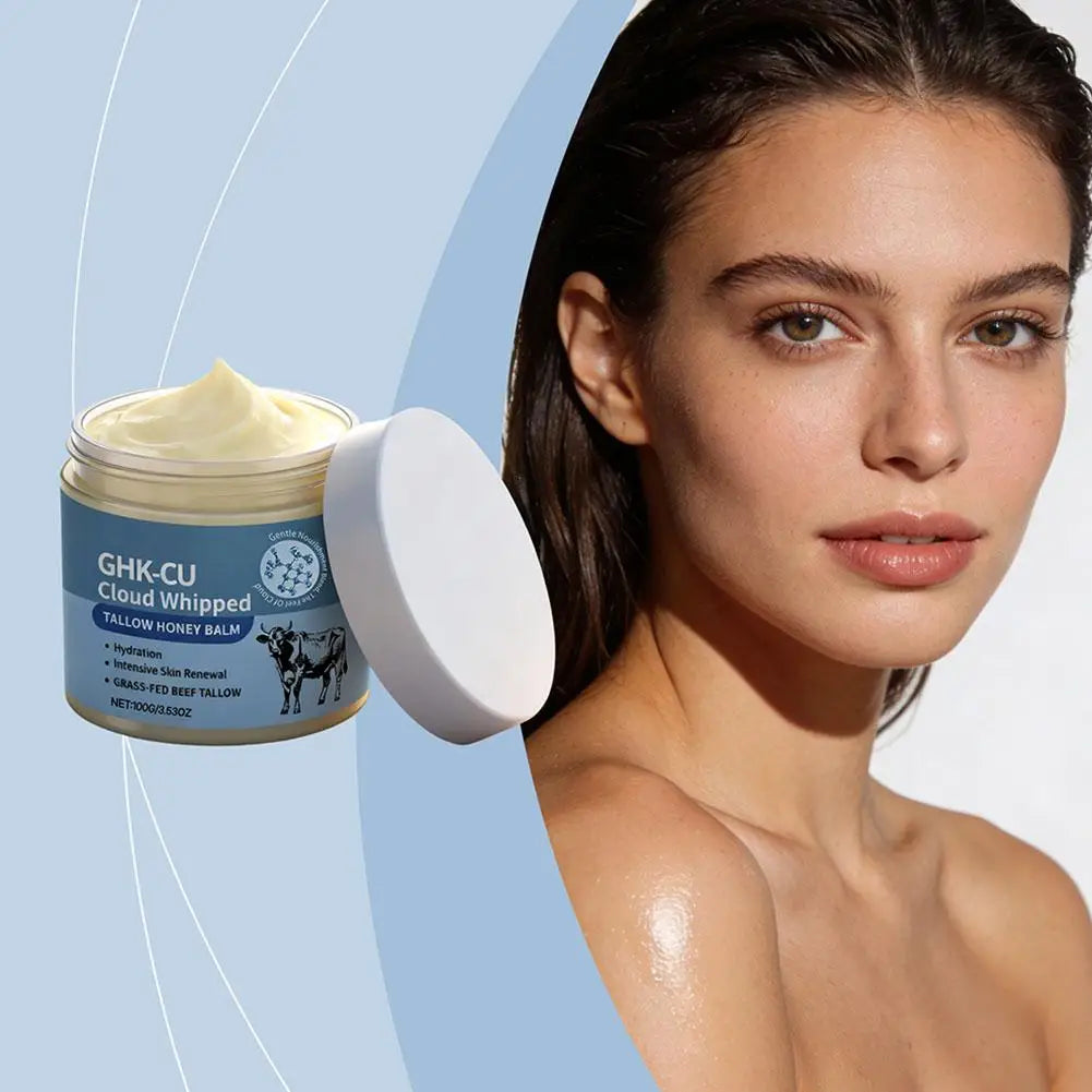 GHK-CU Cloud Whipped Tallow Honey Balm 100g Grass-Fed Beef Tallow, Intensive Hydration & Skin Renewal,Moisturizer for Face Body