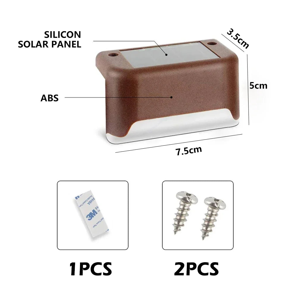 Outdoor Solar Step Lights Warm White LED Waterproof Stair Path Lighting for Garden Patio Fence Balcony Decoration Solar Power