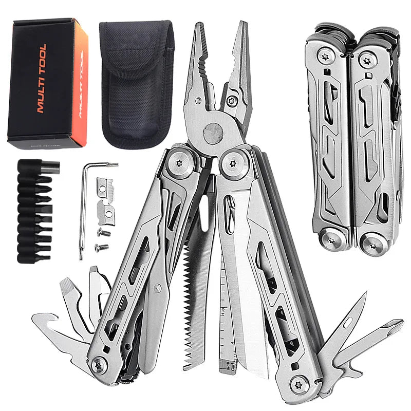 17 In 1 Mini Foldable Plier Multi Tool Folding EDC Multitool Screwdriver Pliers File Ruler Outdoor Hand Tool Sets