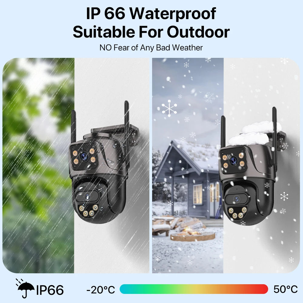 WONSDAR Outdoor 4G SIM Card IP Camera Dual Screen Outdoor  PTZ Camera Auto Tracking Security Video Surveillance ICSEE