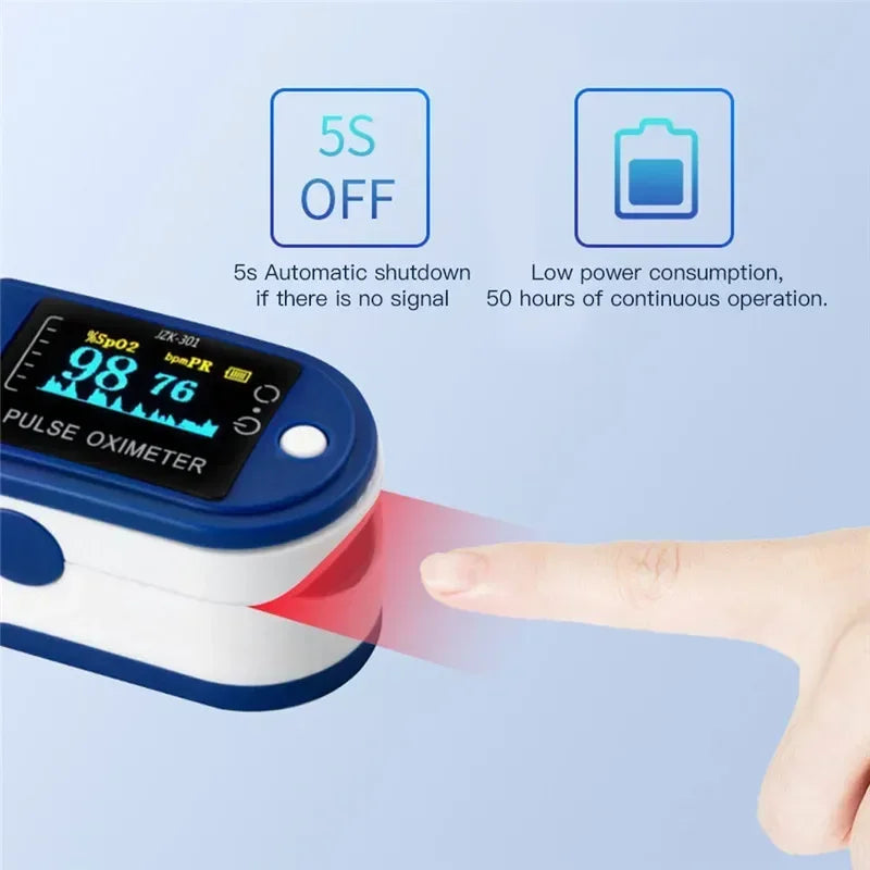 Finger Oximeter Digital Fingertip Pulse Oximeter Blood Oxygen Saturation Meter Finger SPO2 PR Heart Rate Monitor Health Care