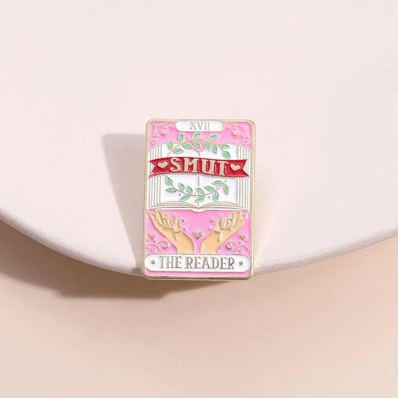 SMUT THE READER Brooch Tarot Card Enamel Pin Fashion Cartoon Lover Book Brooch Lapel Backpack Badge Jewelry Gift For Friends
