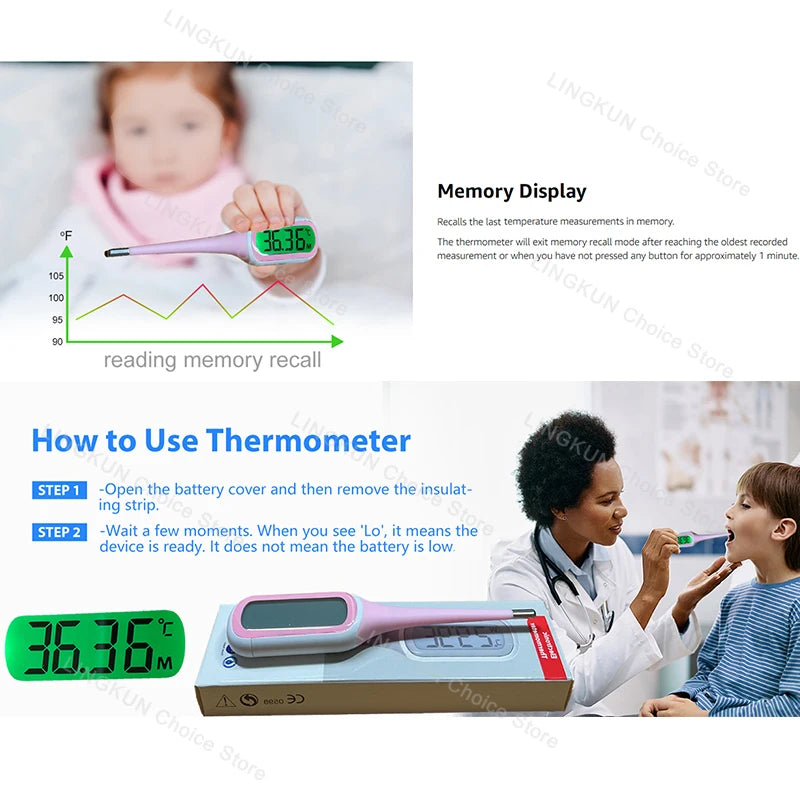 Hot Baby Digital Underarm Electronic Thermometer 8 Seconds Fast Measurement Celsius Fahrenheit Soft Head Oral Body Temperaturer