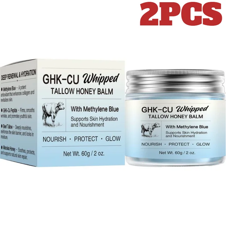 1/2/3pcs Ghk-Cu Beef Tallow Honey Balm Repair Dry Skin Deep Hydration Nourish Non-Greasy Brightening Even Skin Whipped Tallow Ho