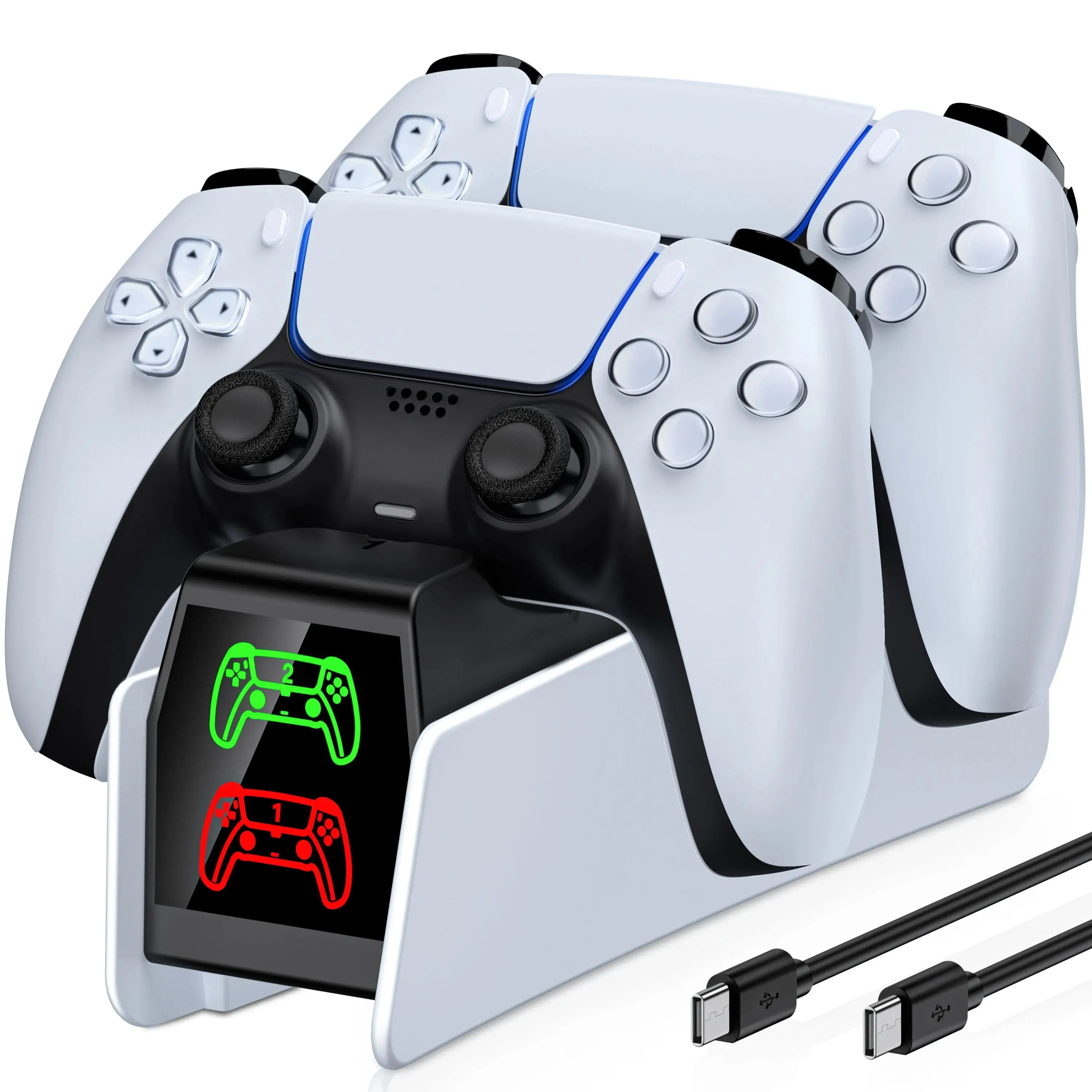 DinoFire FC304 Charging Station for PS5 Controller,Dual Fast Charger Dock for 2 DualSense, Type-C, LED Indicator, Gaming Stand
