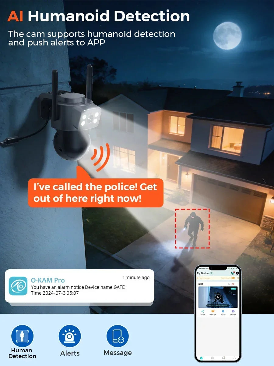 10MP 5K HD WiFi Camera Outdoor 2.4G+5G Dual Band 8MP Dual Lens Dual Screen AI Auto Tracking Security Camera Video Surveillance