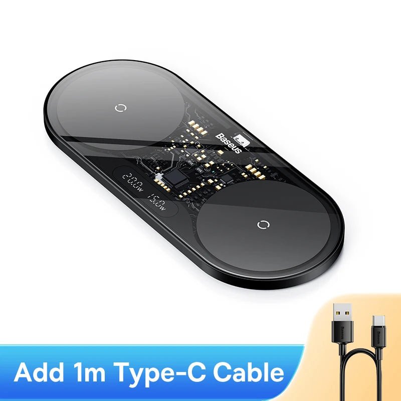 20W Dual Wireless Charger Pad for iPhone and Samsung Qi Certified Add Type C Cable China Mainland Tidesmit