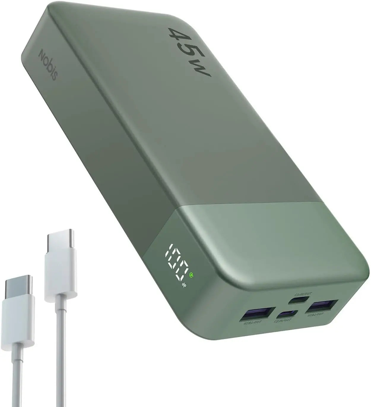 20000mAh Portable Charger - 45W USB-C Fast Charging Power Bank Green 20000mah Tidesmit