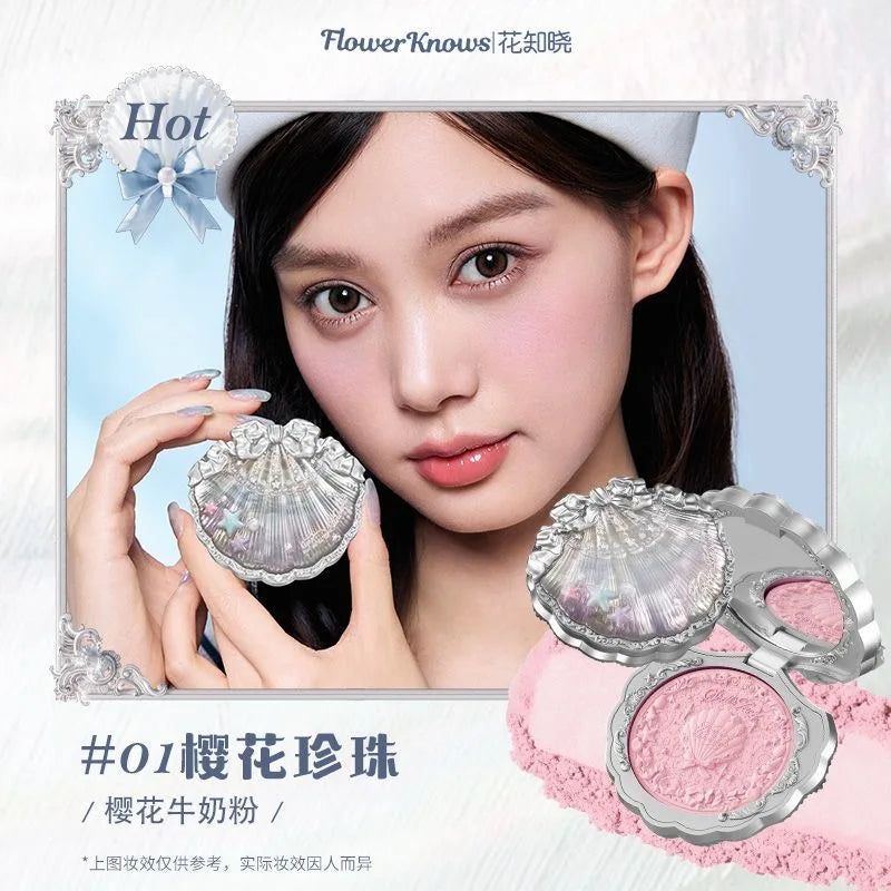 Tidesmit Flower Knows Strawberry Rococo embossed blush powder texture detail view for smooth long-lasting face makeup