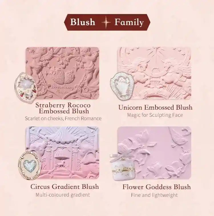 Tidesmit Flower Knows Strawberry Rococo embossed blush texture close-up for long-lasting smooth face makeup