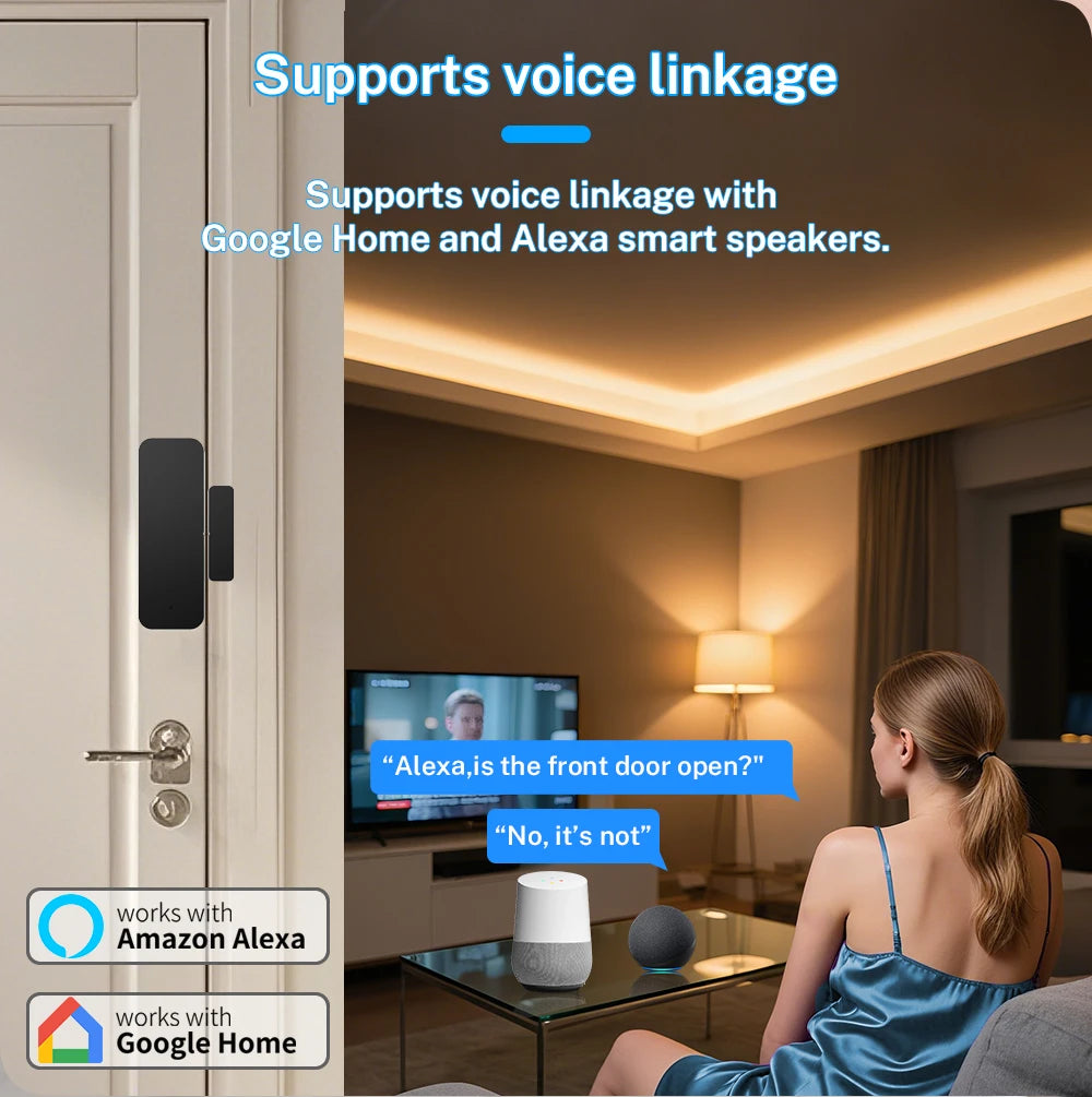 Zigbee Door Sensor Smart Contact Monitor for Home Security Tidesmit
