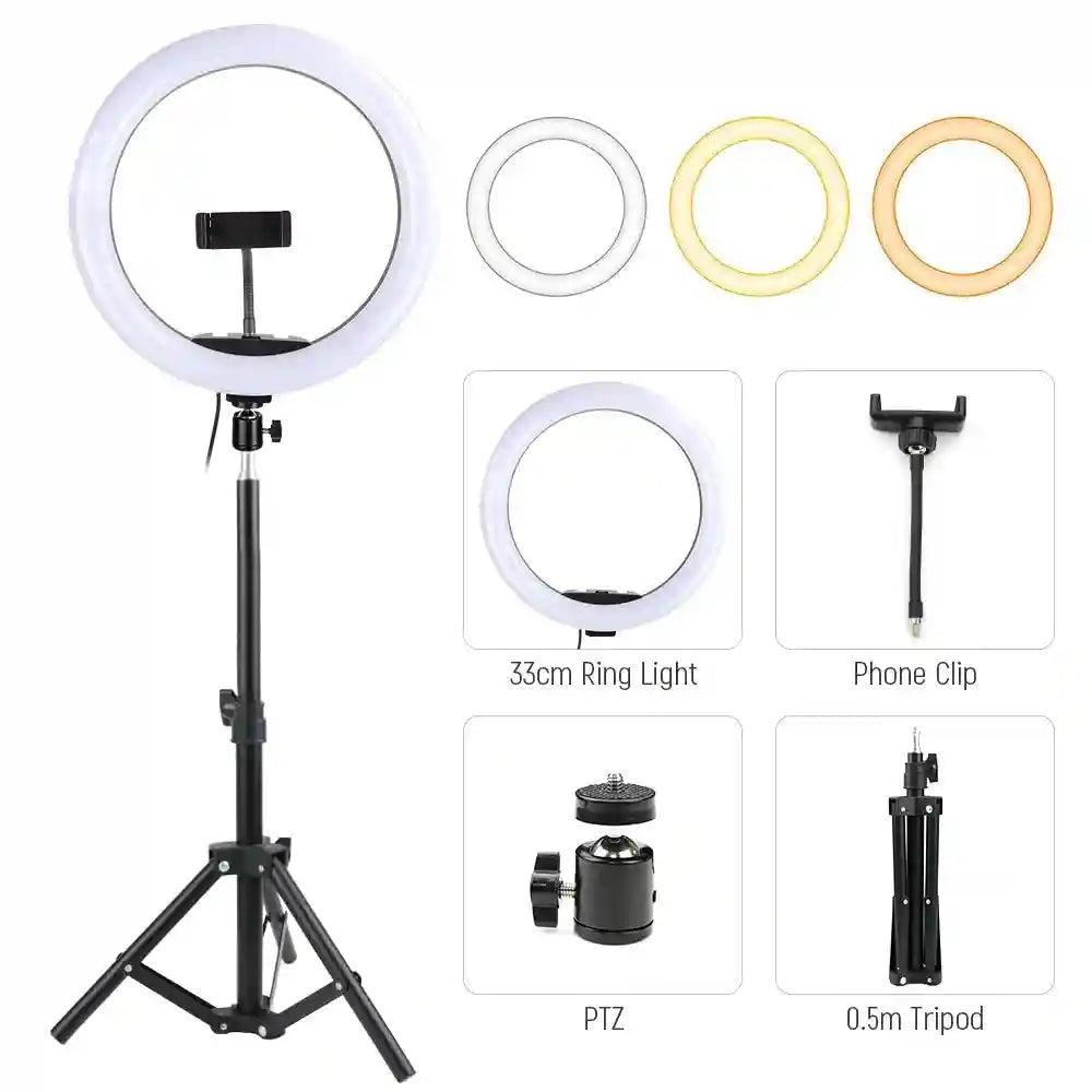 LED Ring Light with Tripod Stand for Pro Content Creation | Tidesmit 33CM Kit 3 Tidesmit