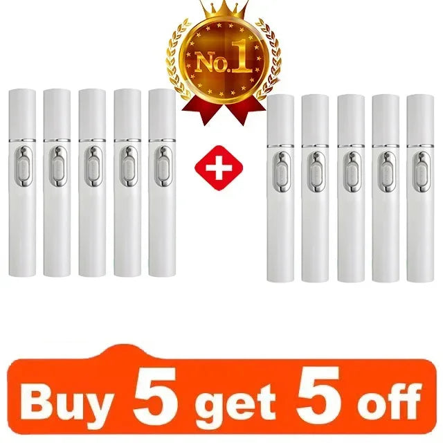 Ten white, pen-shaped wart treatment devices arranged in two rows, featuring a "No. 1" award icon and promotional text.