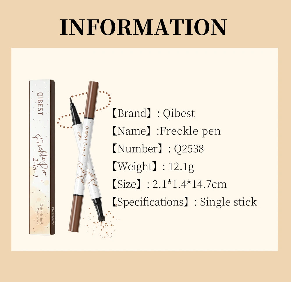 Tidesmit 2-in-1 waterproof freckle stamp pen for natural brown faux freckles and face contouring detail view