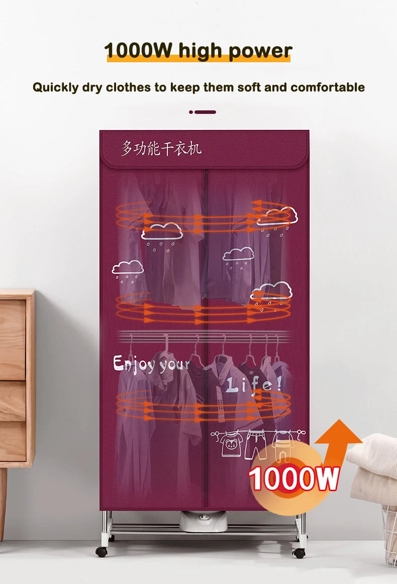 Tidesmit wardrobe style electric clothes dryer and hot air garment warmer unit for efficient home laundry drying.