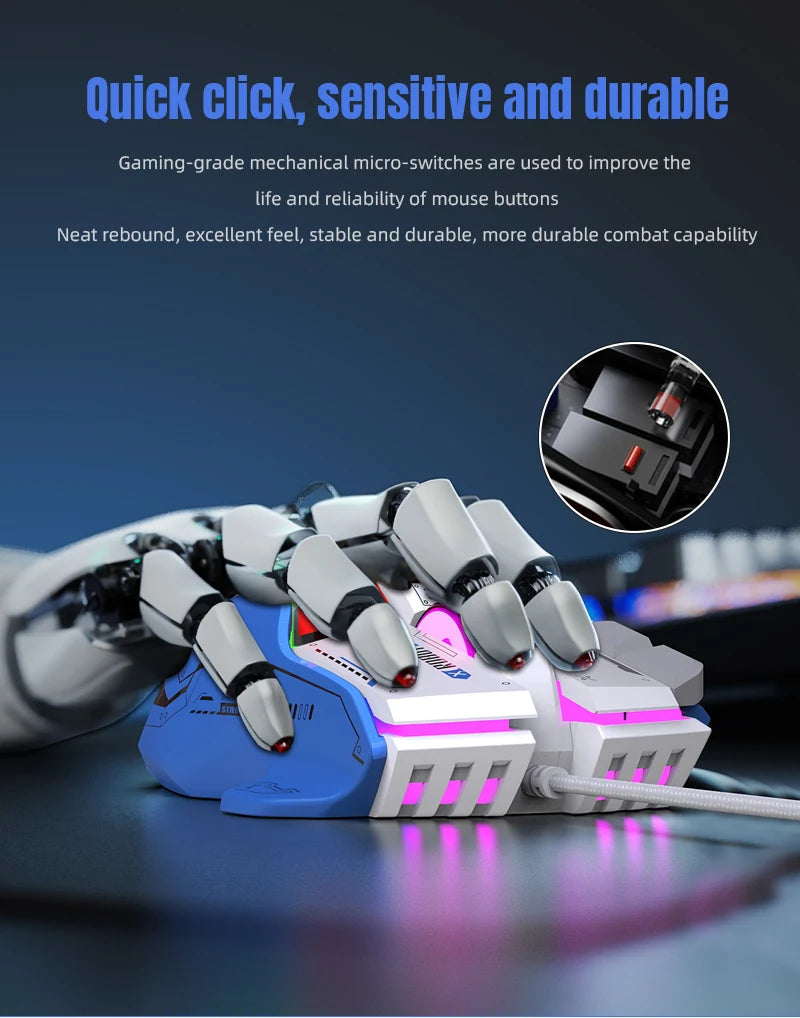 G6 Gaming Mouse Wired 128000DPI ChipA826 RGB Macro-programmable Ergonomic design superior for Gaming and Work