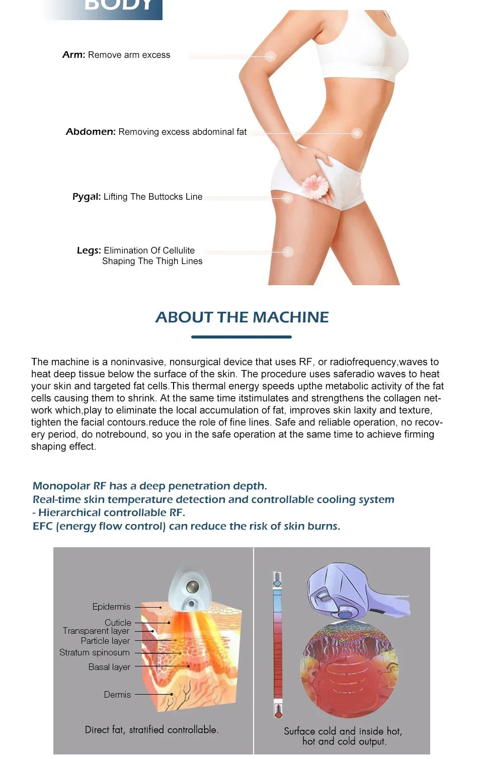 Ultra 360 RF body contouring machine for cellulite reduction, skin tightening, and anti-aging face rejuvenation.
