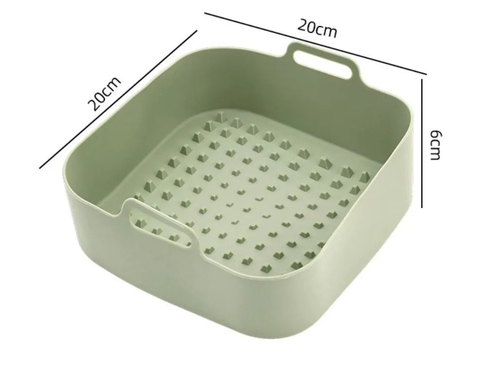 Silicone Air Fryer Baking Tray Square Reusable High Temperature Resistant Air Fryer Baking Pan Insulation Mat Oven Baking Tools