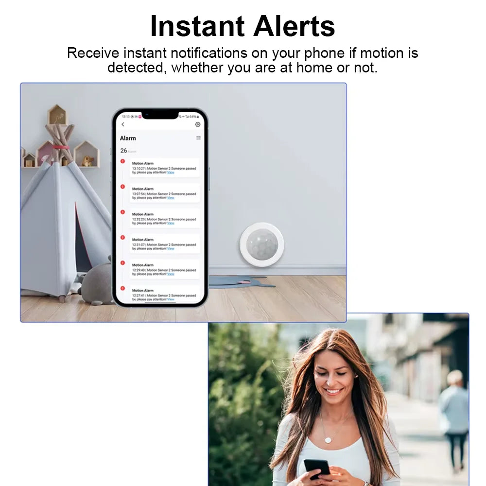 Zigbee PIR Motion Sensor - Smart Home Detector for Energy Efficiency Tidesmit