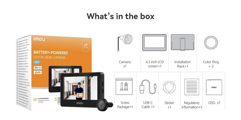 IMOU Smart Cat Eye 4.3'' Color Monitor, 5MP Wireless Video Camera,  2.4/5GHz Wi-Fi Intercom Doorbell