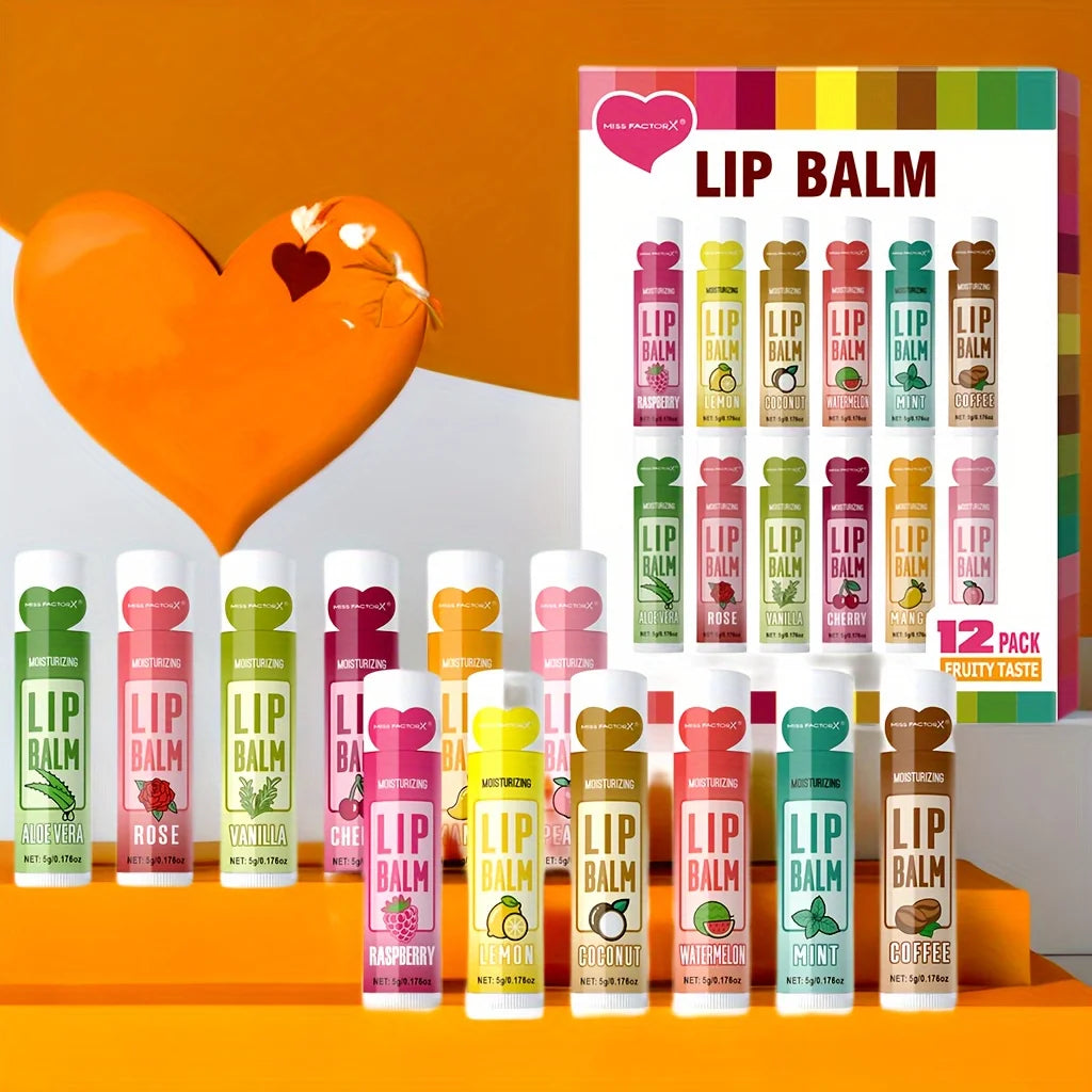 Lip Balm Set - 12-Piece Moisturizing and Exfoliating Care by Tidesmit Lip Care Tidesmit