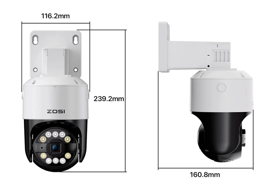 ZOSI 8MP 5MP PoE Outdoor IP Security Camera AI Detection Starlight Color Night Vision 4K 3K HD PTZ Video Surveillance Cam CCTV