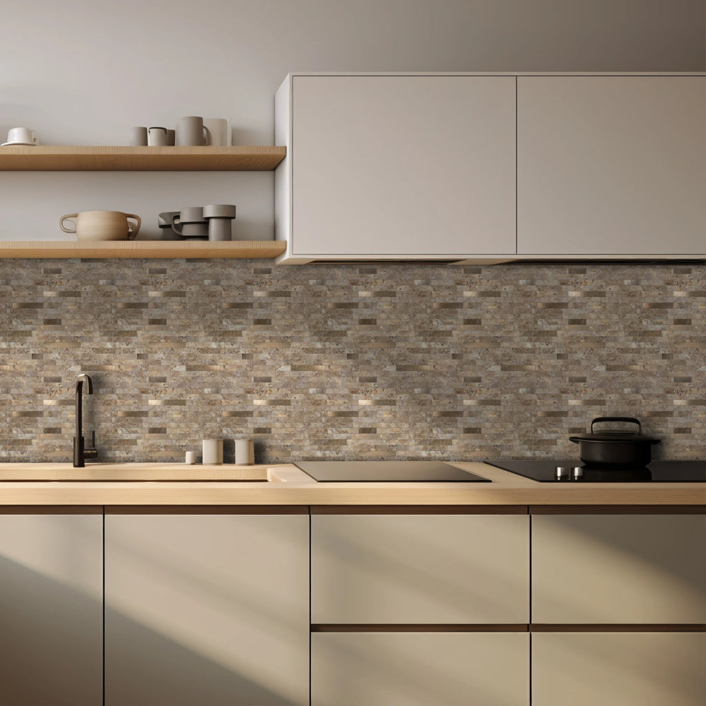 Peel and Stick Backsplash, PVC Mixed Metal Self Adhesive Wall Tiles, Stick on Backsplash Tiles for Kitchen Bathroom