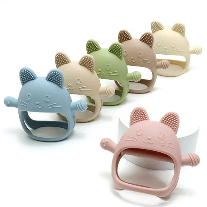 Baby Teether Cat Gloves Teether Silicone Anti-eating Hand Molar Stick Massage Gums Baby Anti-biting Teether Baby Accessories