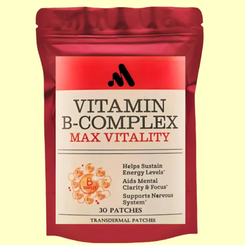 Vitamin B Complex Transdermal Patches B1, B2, B3, B5, B6, B12, D-biotin & Folic Acid, Support Cellular Energy & Mental Clarity
