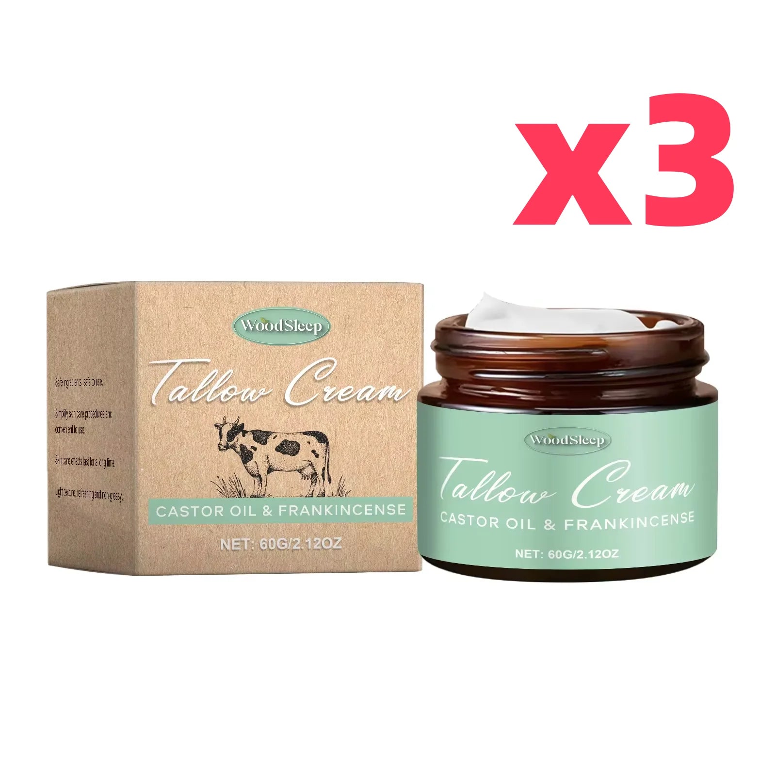 Beef Tallow Face Cream Anti Aging Fine Lines Deep Moisturizing Soothing Repair Damaged Day Skin Nourishing Face Body Lotion 60g