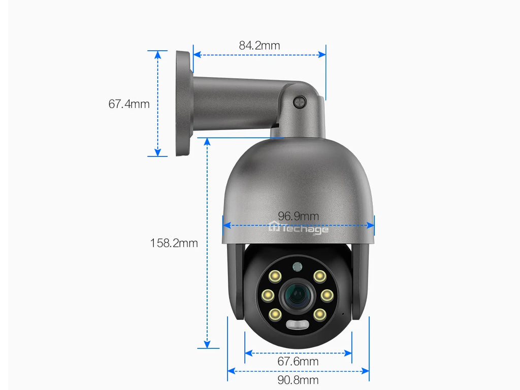Techage 8MP 5MP 4MP PTZ Security POE IP Camera Dome Video Camera 4K Outdoor Ai Human Detected Two Way Audio Camera XMEye TF Card