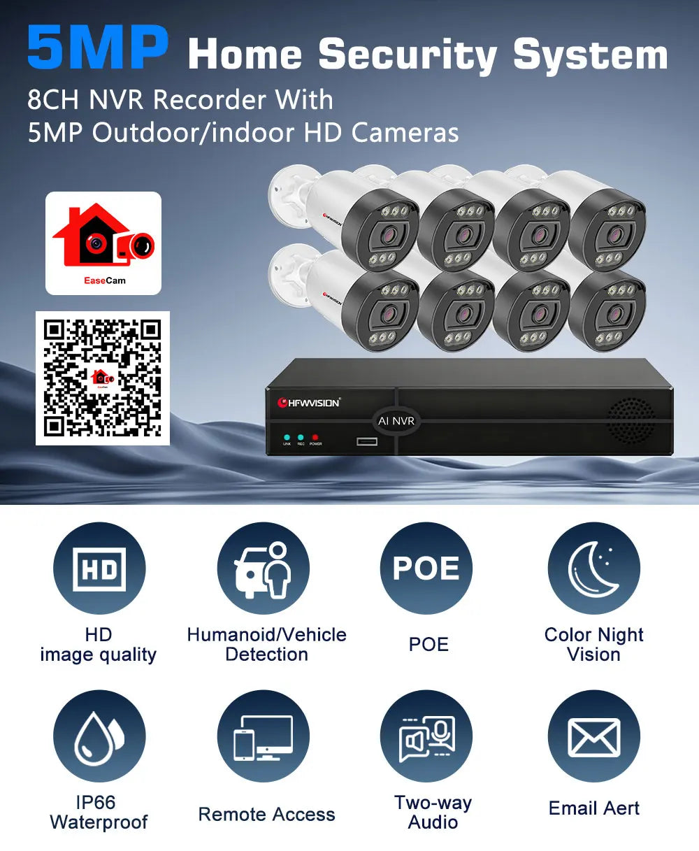 4K 8MP Auto Focus Poe Ip Camera  AI Face Detection Humanoid Video Surveillance Cameras Home Security Camera Outdoor CCTV