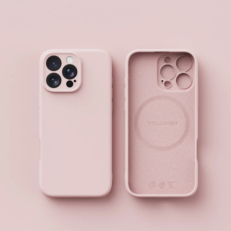 Magnetic iPhone 16 Case | Liquid Silicone Shock-Absorbing Cover Pink Tidesmit